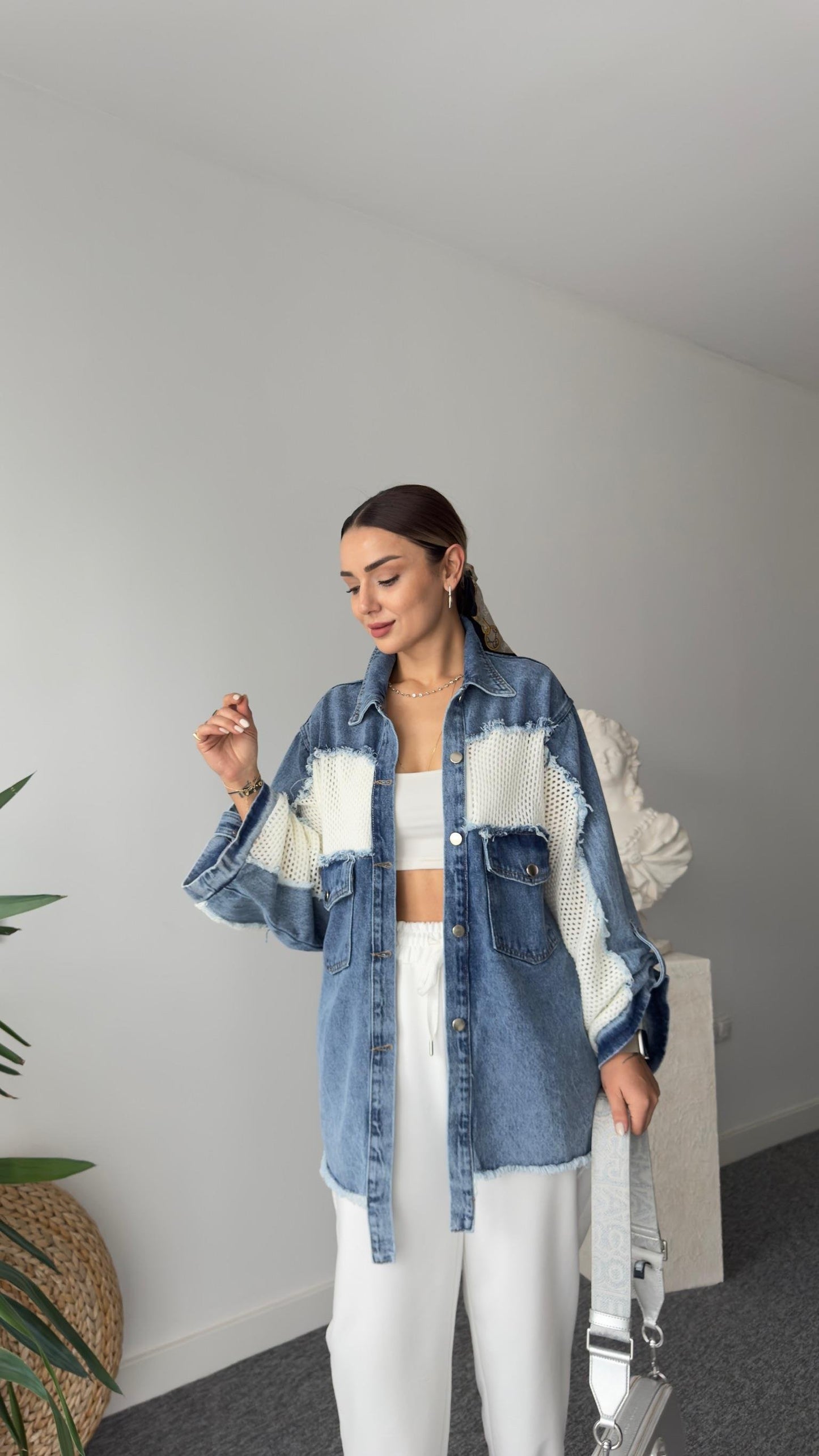 Denim & Crochet Oversized Jacket