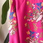 Premium Linen Embroidered Floral Fuchsia Kimono