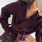 Burgundy Wool Belted Coat