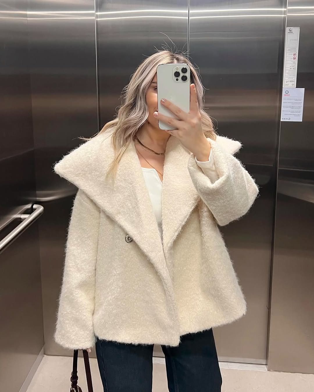 Cream Teddy Jacket With Pockets