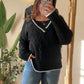 Black Striped V Neck Pullover