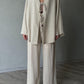 Linen Greige Boho Kimono Tasseled Set