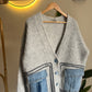 Grey Triko X Denim Cardigan With Pockets