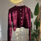 Burgundy Braided Cardigan With Golden Buttons