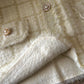 Italian Tweed Blazer Jacket With Pearl Buttons & Fur