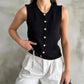 Black Vest With Golden Heart Buttons