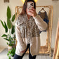 Denim X Triko Beige Leopard Jacket With Pockets