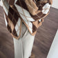 Brown X Beige Baklava Pullover With Slits