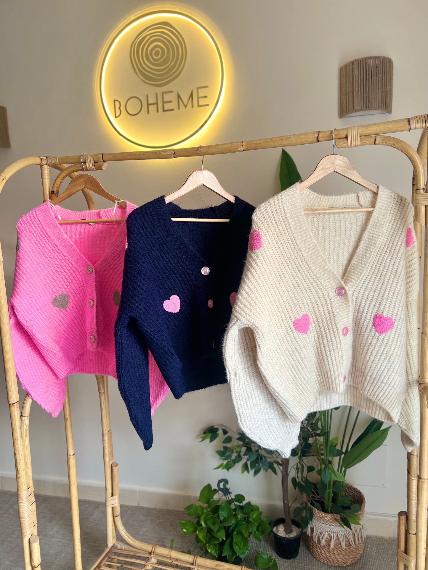 Pink X Cafe Hearts Triko Cardigan