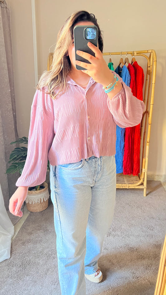 Pink Pleated Shirt