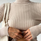 Basic Beige Turtleneck Pullover