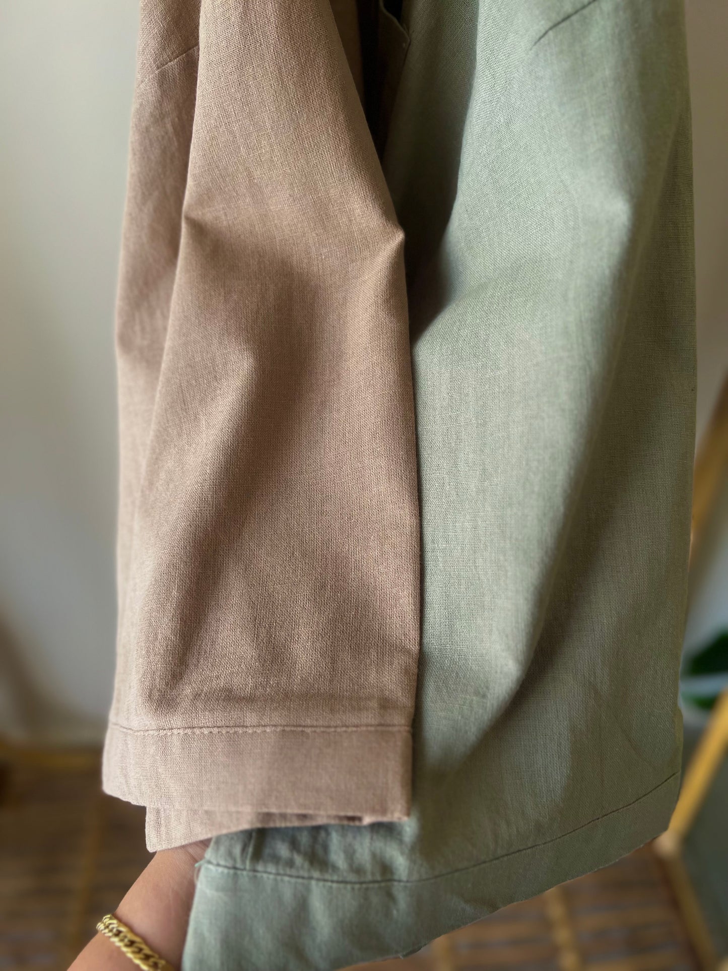 Olive Linen Oversized Shirt