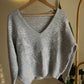 Grey Embroidered V Neck Pullover