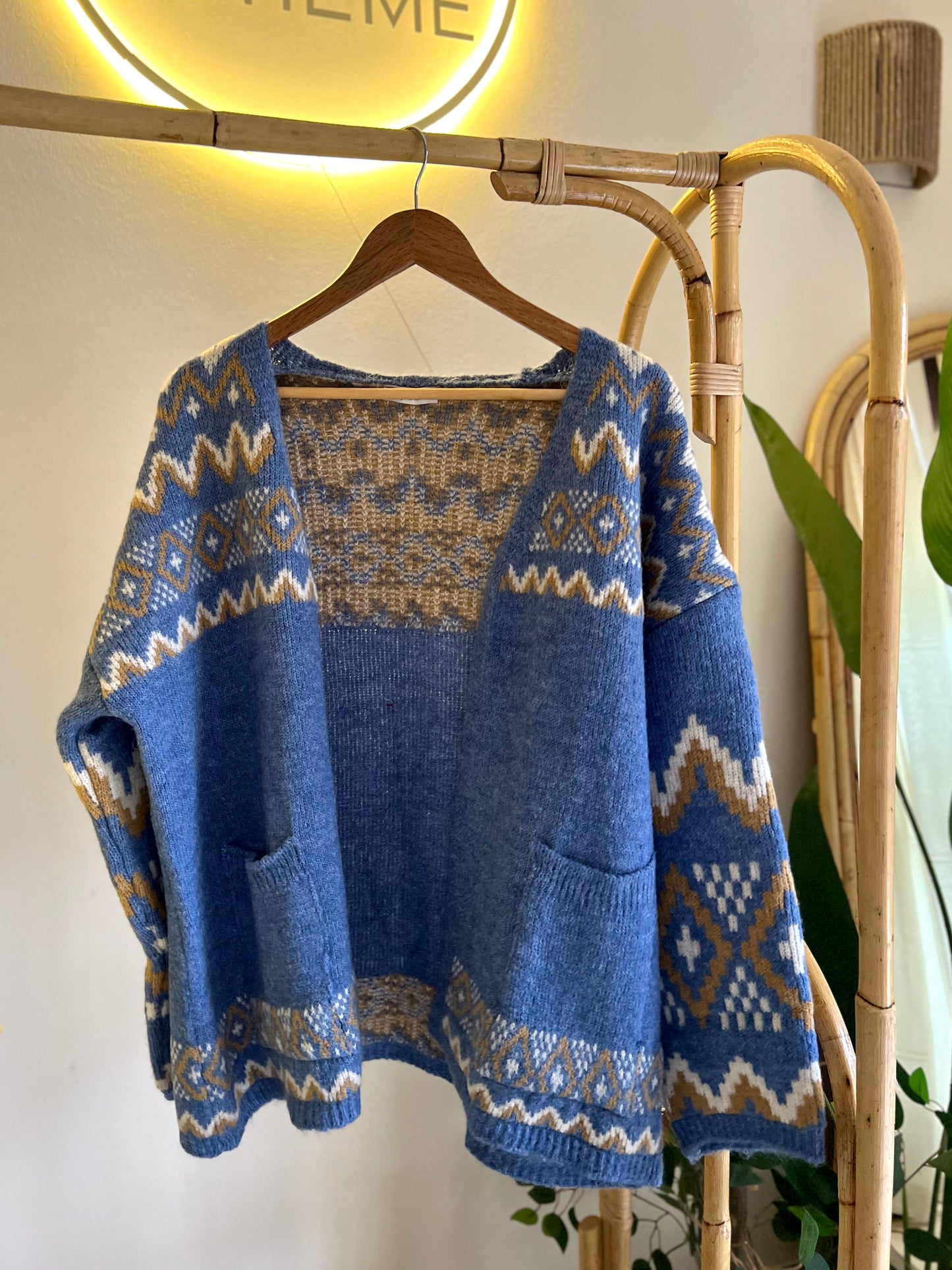 Boho Blue Cardigan With Pockets