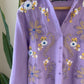 Purple Linen Embroidered Floral Shirt