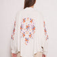 Beige Bloom Embroidered Linen Kimono