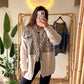 Denim X Triko Beige Leopard Jacket With Pockets