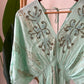 Italian Turquoise Embroidered Dress With Pockets