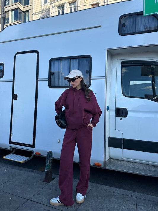 Burgundy Hooded Tracksuit