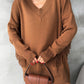 Fringes Brown Oversized Pullover