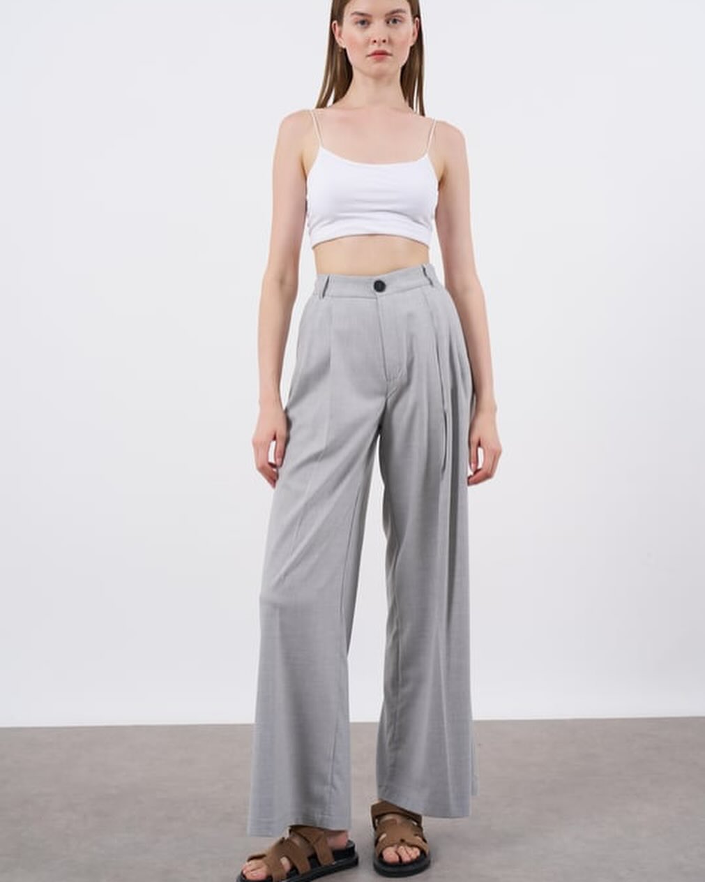 Grey Classic Palazzo Pants