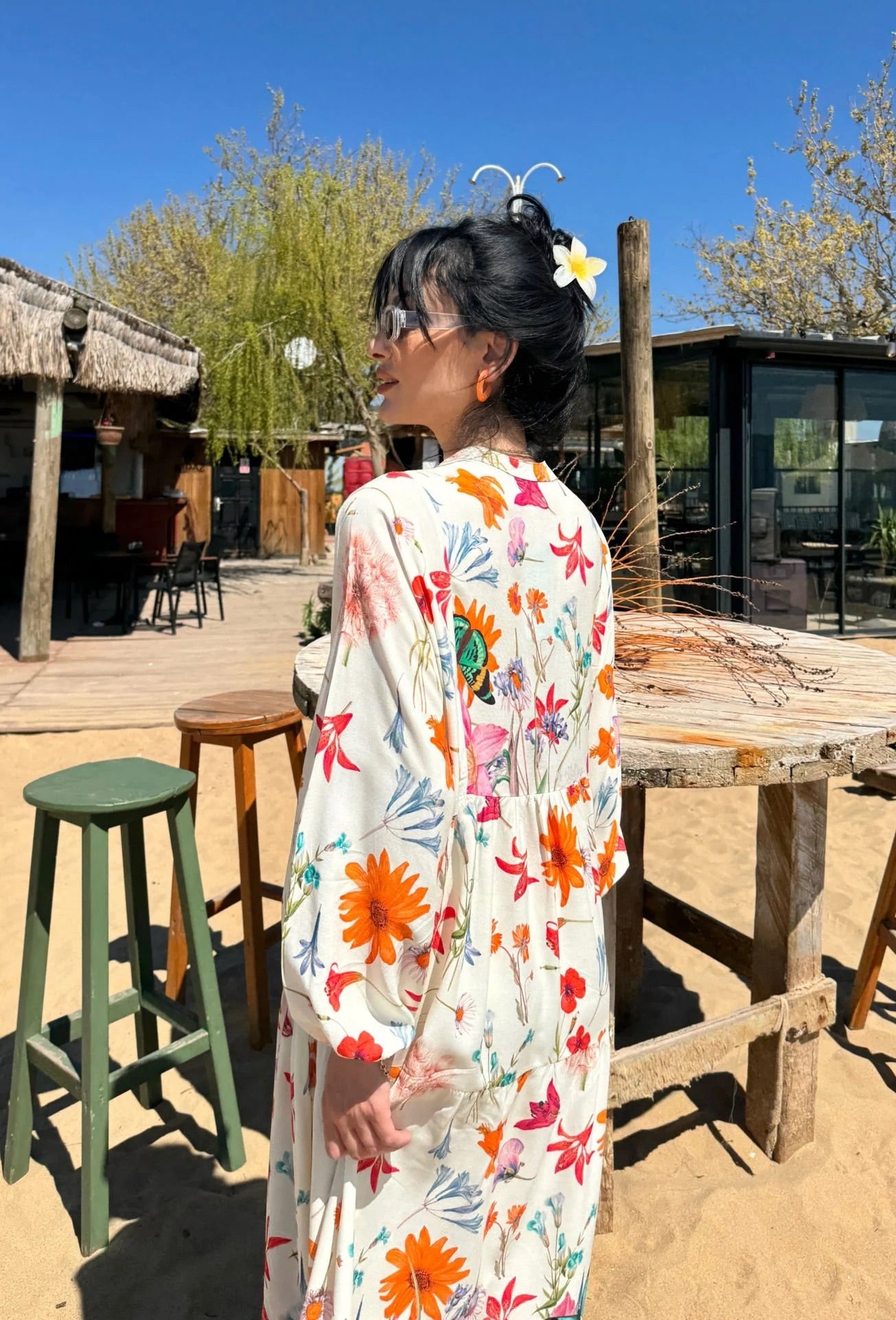 Off White Floral Wide Dress