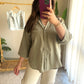 Olive Linen Oversized Shirt