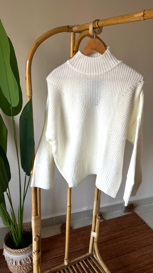 Off White High Neck Pullover