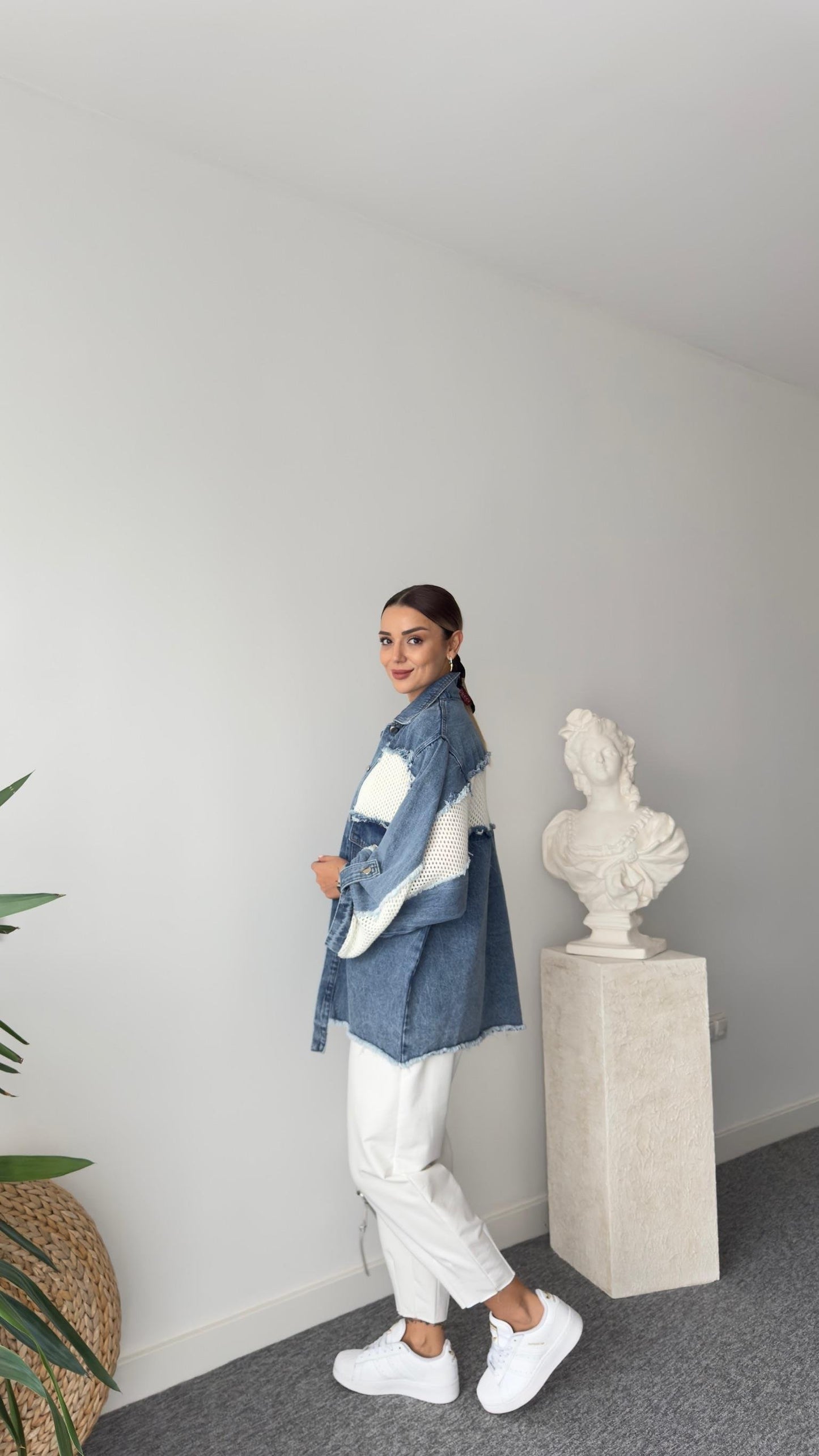 Denim & Crochet Oversized Jacket