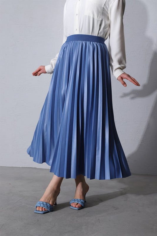 Blue Pleated Skirt