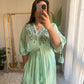 Italian Turquoise Embroidered Dress With Pockets