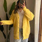 Yellow Double Pockets Knitted Cardigan