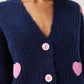 Navy X Pink Hearts Triko Cardigan