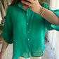 Green Oversized 3/4 Sleeve Shirt