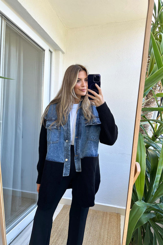 Denim X Tricot Black Jacket With Pockets