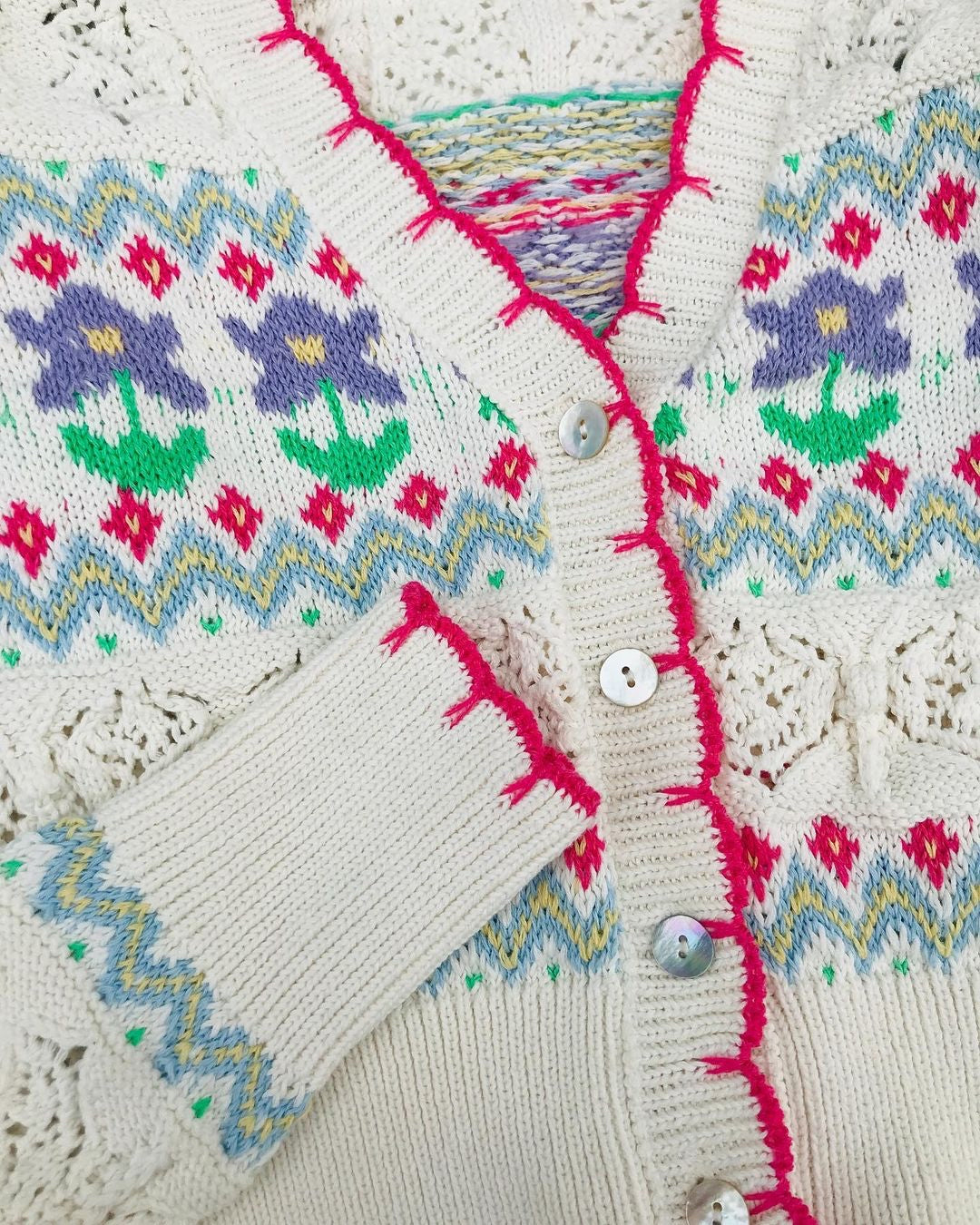 Winter Pattern Pastel Cardigan
