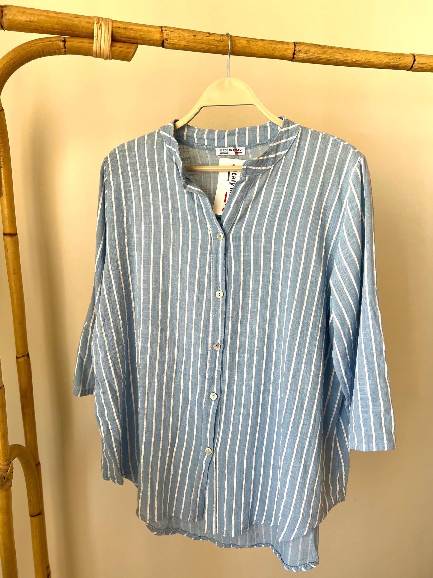 Italian Linen Blue Striped Shirt