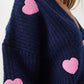 Navy X Pink Hearts Triko Cardigan