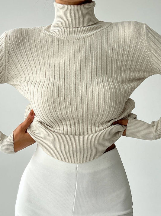 Basic White Turtleneck Pullover