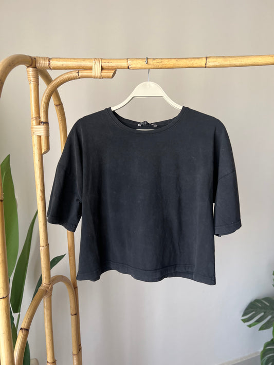 Washed Grey Crop T-Shirt