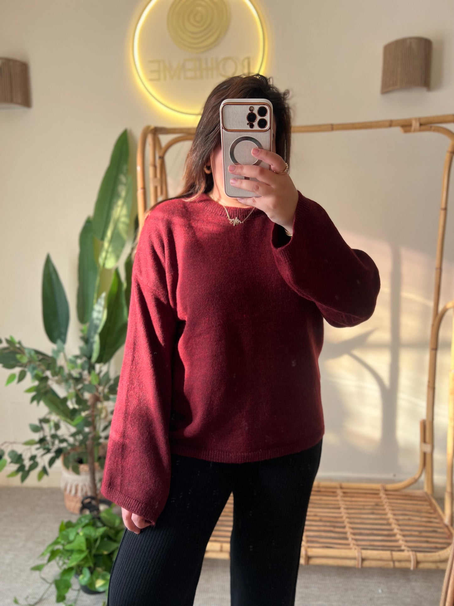 Burgundy Round Neck Pullover