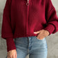 Maroon Zipper Triko Jacket