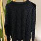 Black Braided Knitted Round Neck Pullover