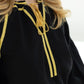 Black Golden Embroidered Tasseled Blouse