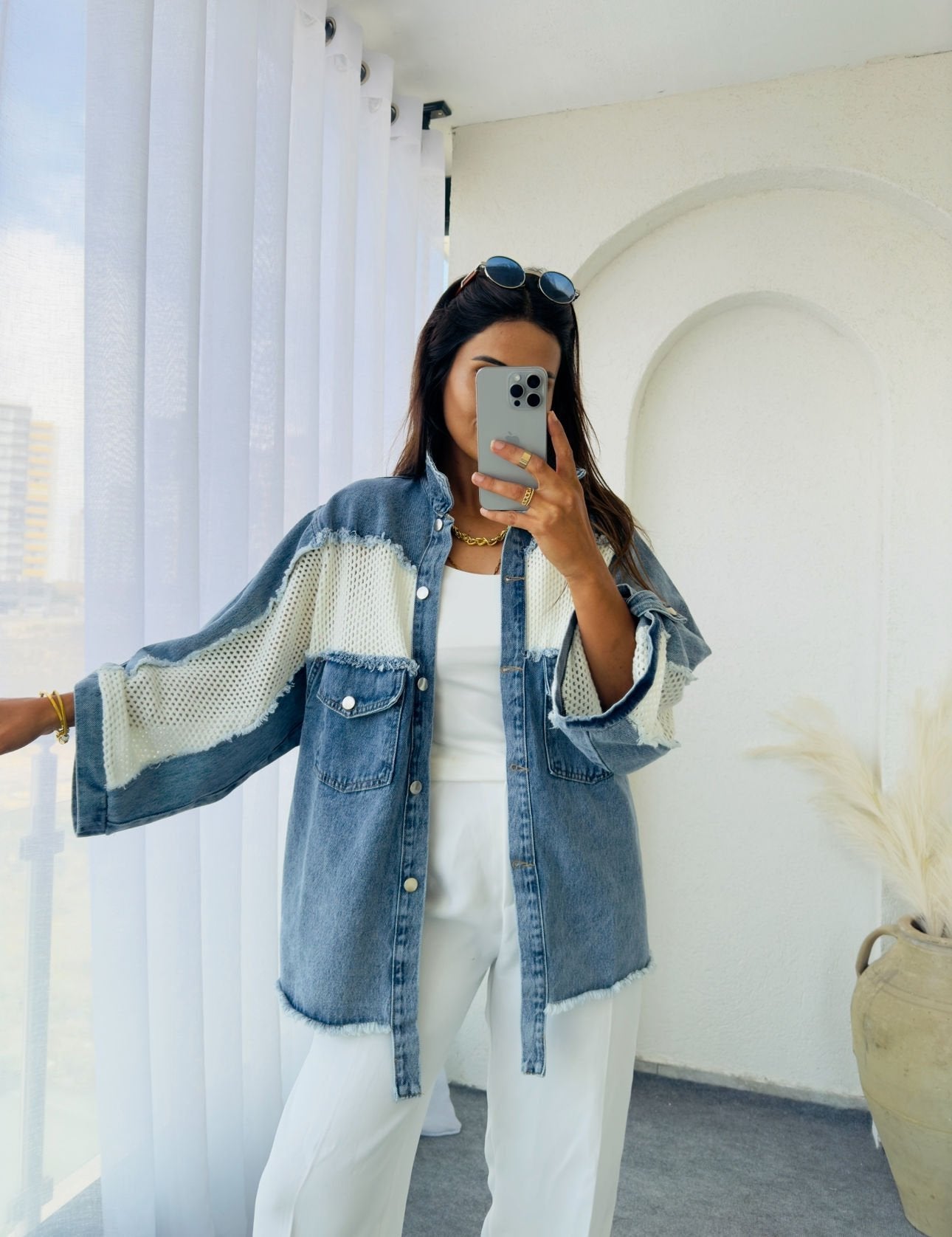 Denim & Crochet Oversized Jacket