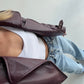 Burgundy Leather Biker Jacket