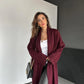 Shawl Collar Burgundy Longline Cardigan (PRE-ORDER)