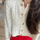 Cream Braided Cardigan With Golden Buttons