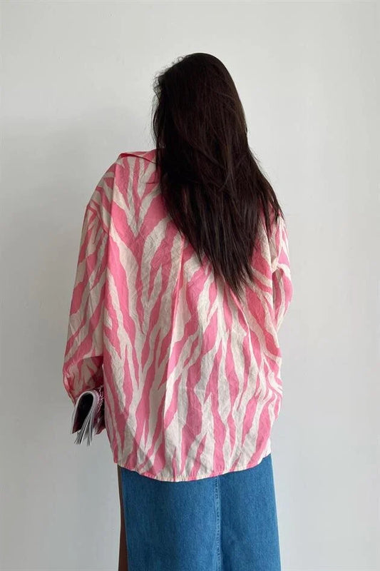 Zebra Pink X Beige Oversized Shirt