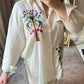 Embroidered Palm Linen Oversized Shirt